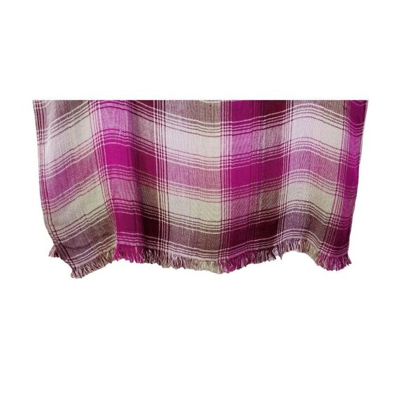 Scarf Shawl Long Rectangle Plaid Purple Cream Gray Granny Core Plaid Cottage - Picture 4 of 10